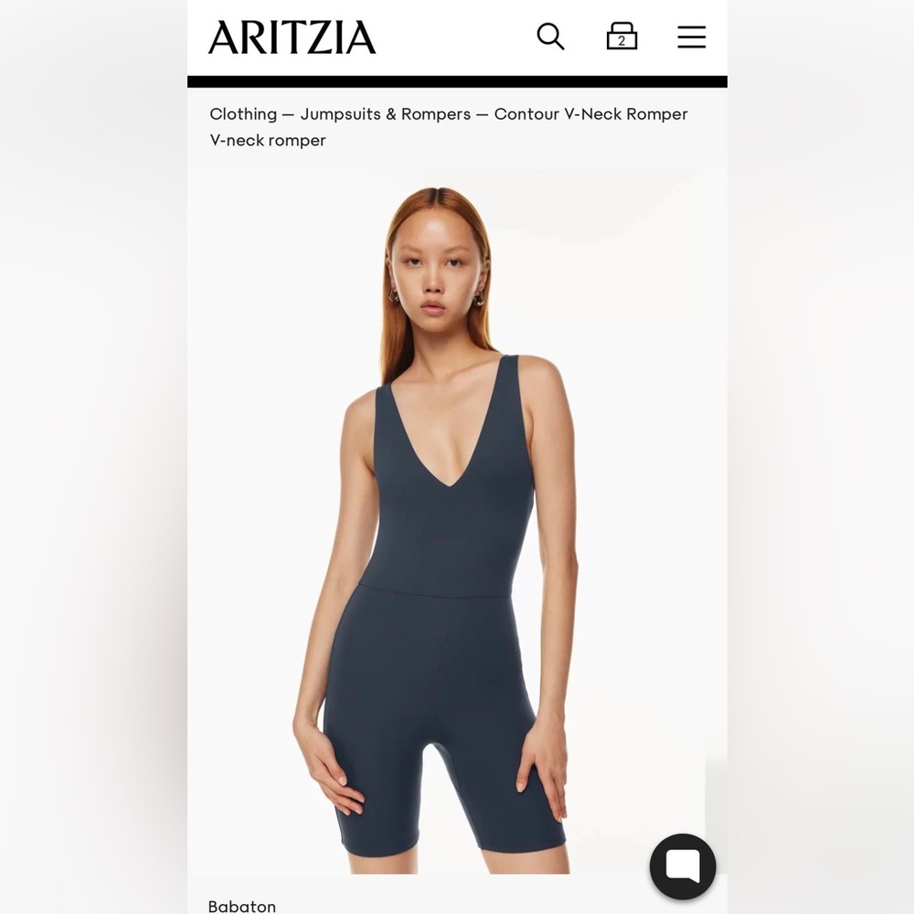 Aritzia Babaton Contour V-Neck Romper - Size S, Total Eclipse Dark Gray